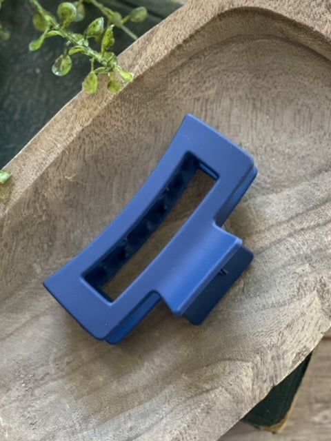 Blue Rectangle Frosted Hair Clip