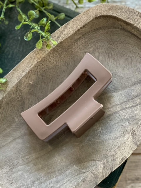 Brown Rectangle Frosted Hair Clip