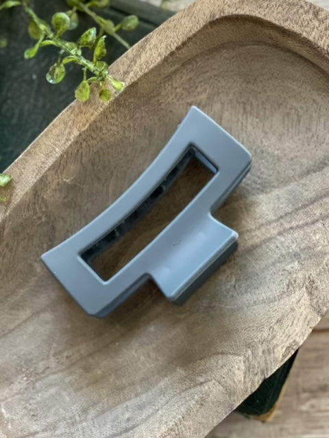 Gray Rectangle Frosted Hair Clip