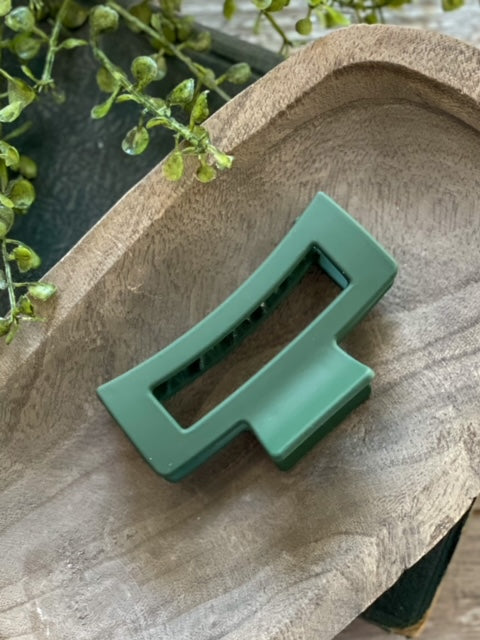 Green Rectangle Frosted Hair Clip