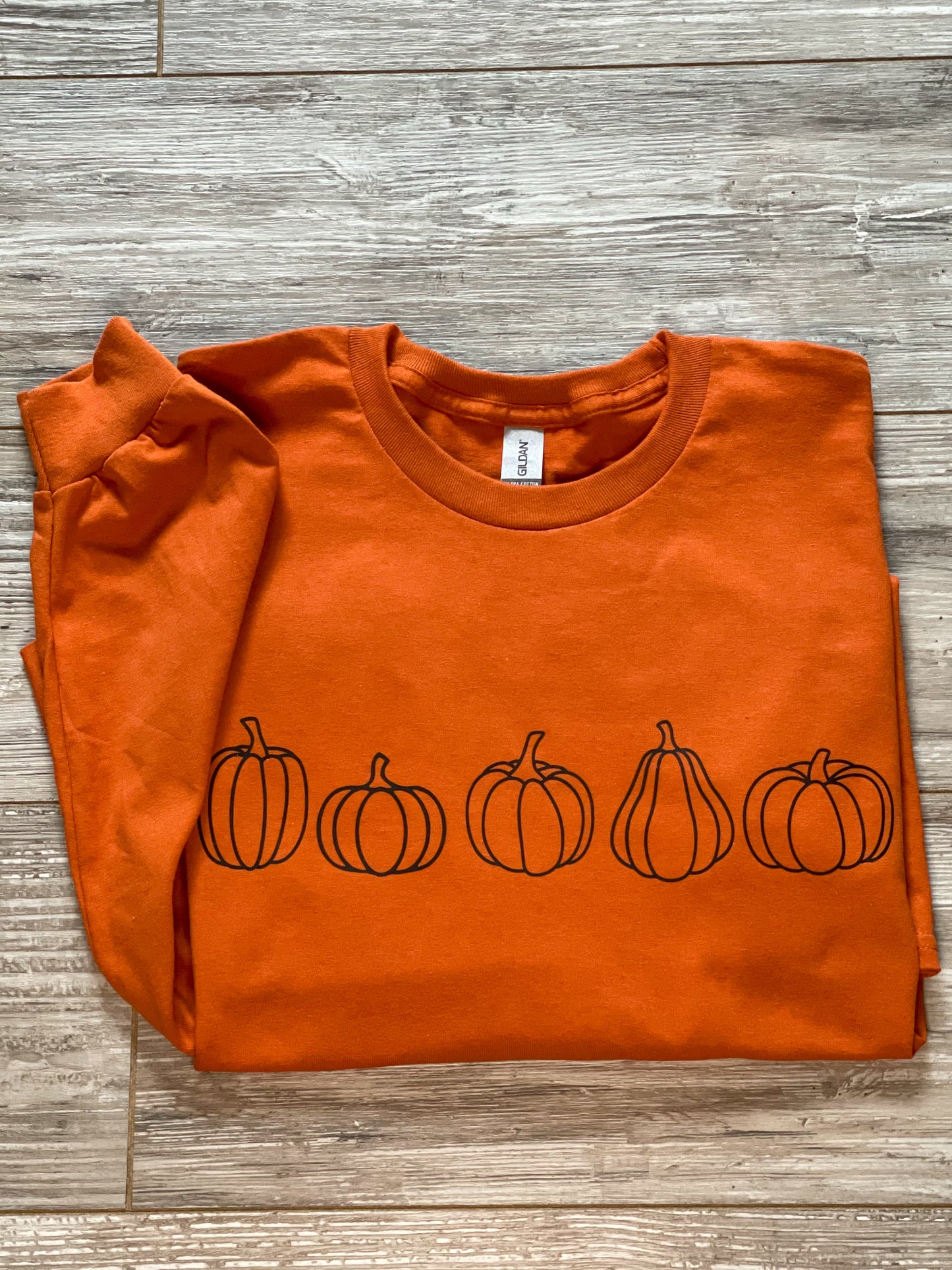 Row of Pumpkins Long Sleeved Tee Shirt