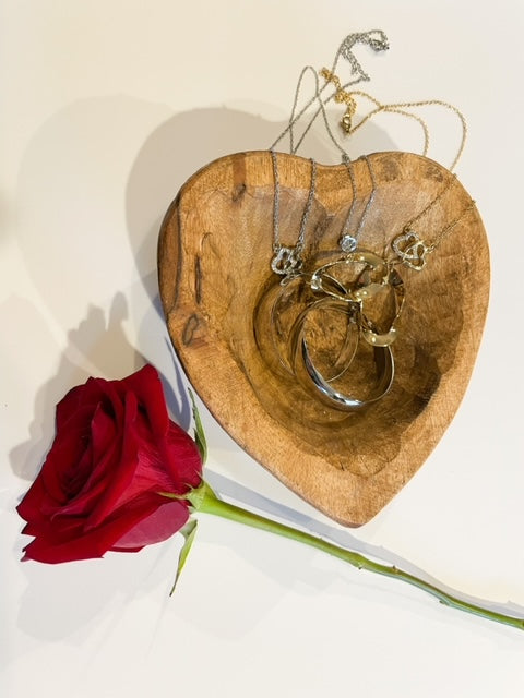 Heart Shaped Wooden Dough Bowl